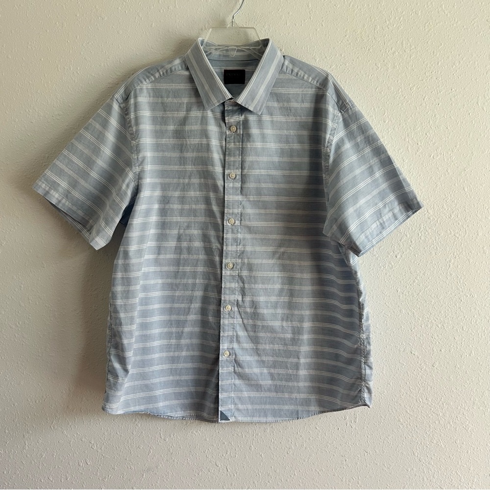 UNTUCKit Button Front Shirt Men's Size 2XL XXL Blue Stripe Cotton